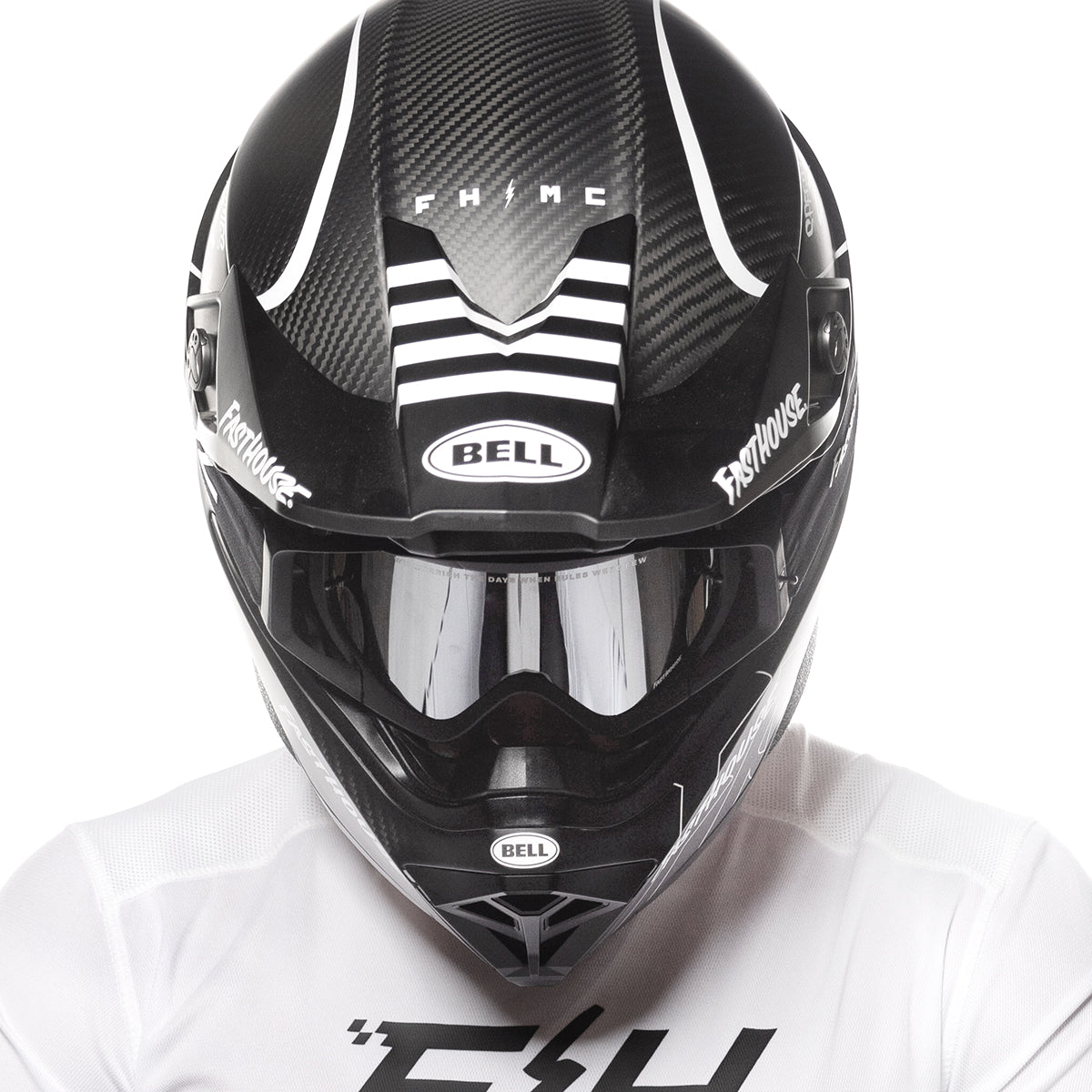 Bell Moto-10 Spherical Fasthouse Raven Helmet - Matte Black/White