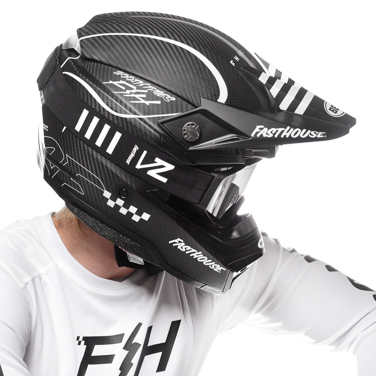 Bell Moto-10 Spherical Fasthouse Raven Helmet - Matte Black/White