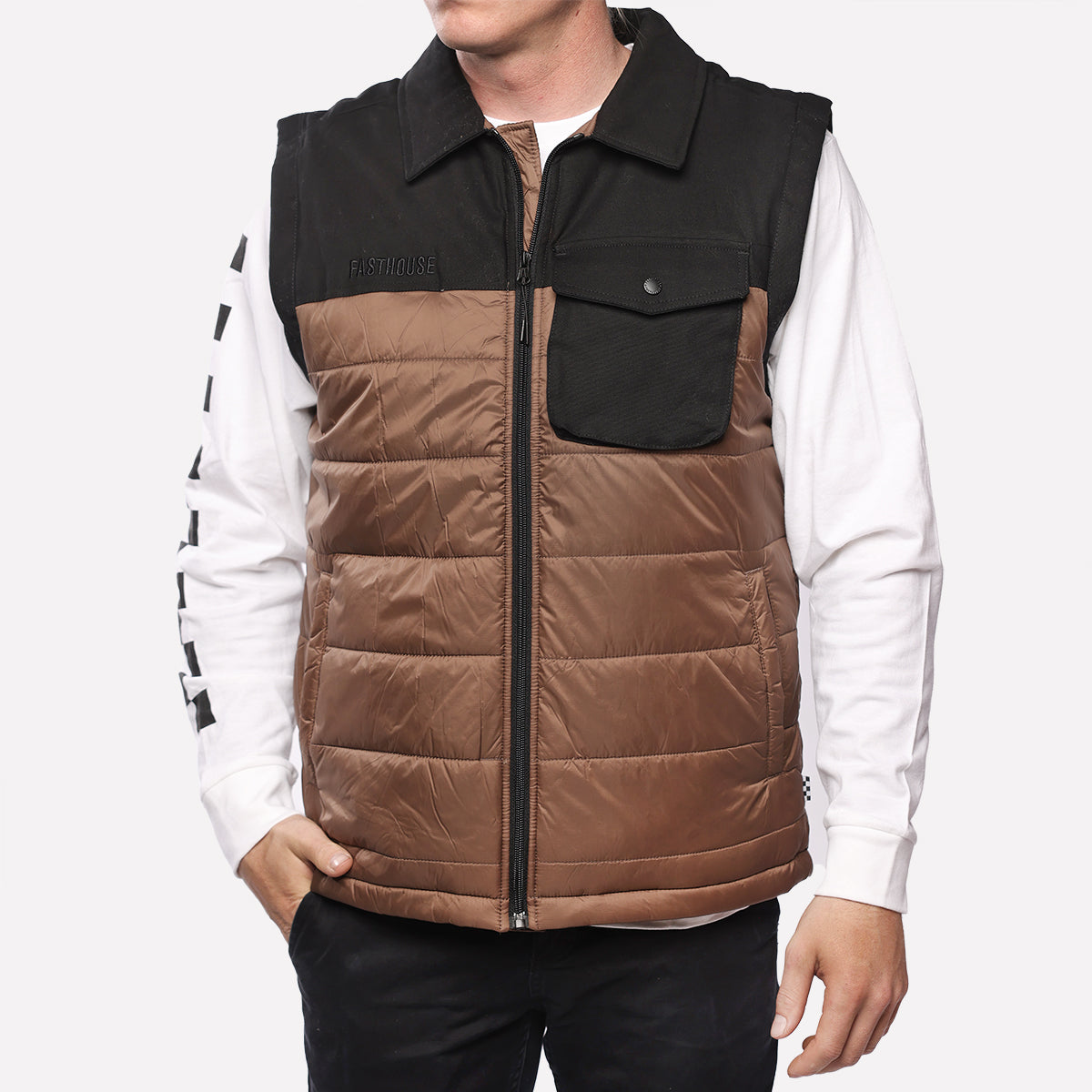 Popular Black and Brown Quilted Puffer Vest